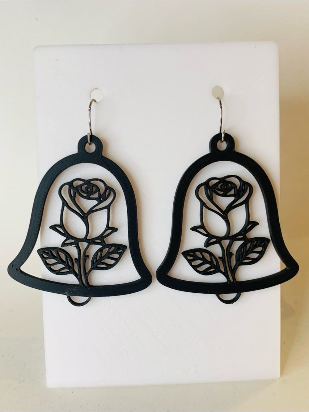 Black Rose Bell Dangle Earrings - Women Jewelry